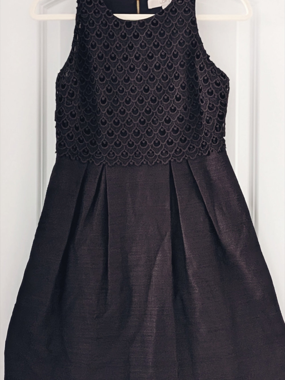 LOFT Women's Black Lace Bodice Pleated Party Dress